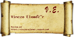 Vincze Elemér névjegykártya